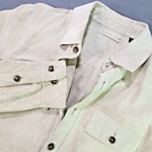 Roundtree & Yorke Genuine Leather Beige Button-Up mens sz L Outerwear VTG - READ